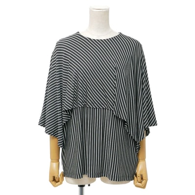 ■美品■mm6 maison margiela エムエムシックス メゾン マルジェラ ブラウス サイズM ケープブラウス ストライプ イタリア製 ブランド古着【中古】20260516/RA9413