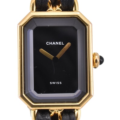 値下 シャネル CHANEL H0001 プルミエール GP/レザー クォーツ レディース 良品 P#146289