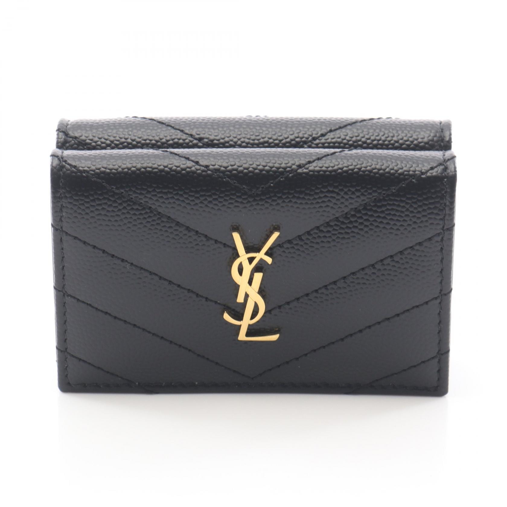 サンローランパリ SAINT LAURENT PARIS モノグラム オリガミ タイニーウォレット 三つ折り財布 財布 レザー レディース ブラック系 668274BOWA11000 【新品】