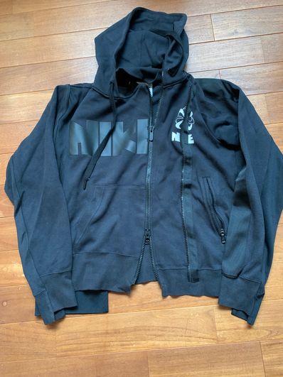 Nike x Sacai Double Zip Hoodie "Black/Dark Obsidian"