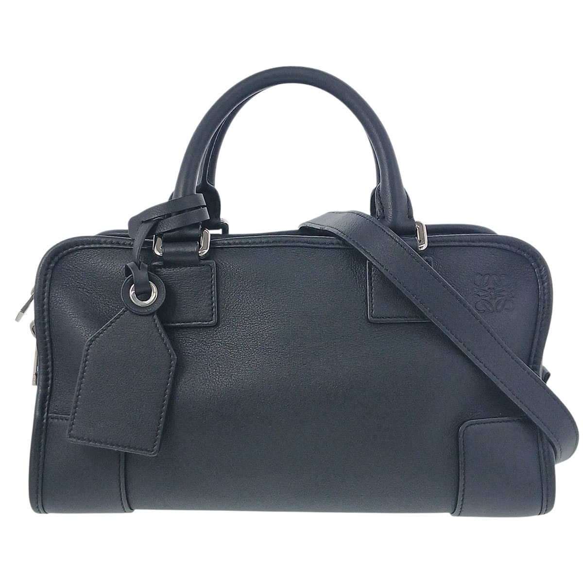 LOEWE ロエベ アマソナ 28 2way ショルダーバッグ アナグラム ハンドバッグ 352.30.N03 レザー ブラック シルバー金具 レディース【中古】