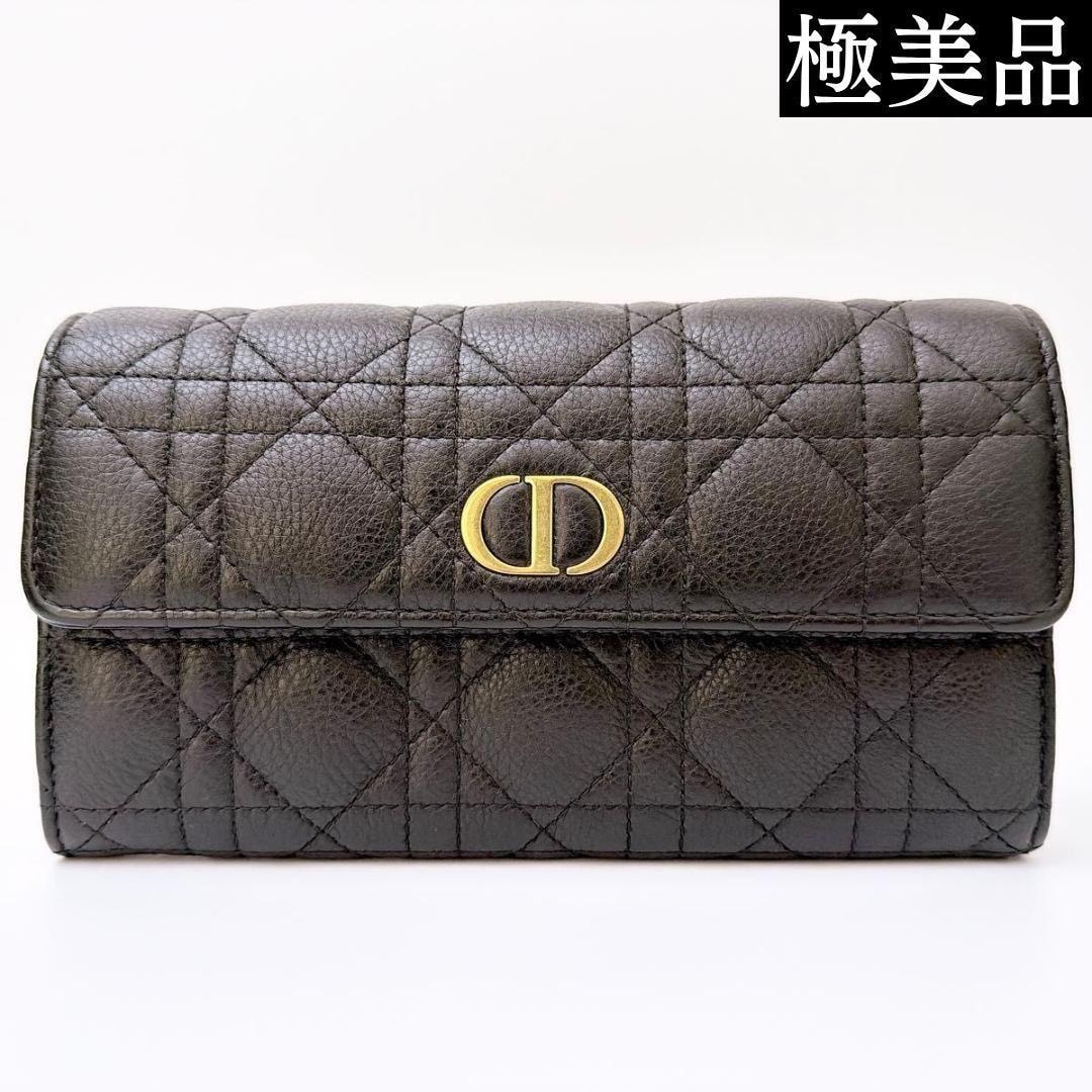 【極美品】Dior Caro ディオール カロ ロングウォレット 長財布 カナージュ ブラック
