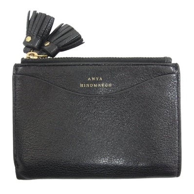 Anya Hindmarch アニヤ・ハインドマーチ ウォレット レザー スモール ダブルジップ ウォレット ブラック系【中古】
