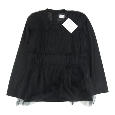 tao COMME des GARCONS タオ コムデギャルソン ブラウス 25SS TO-T021-051 シアー ギャザーチュニック レイヤード 長袖 シャツ ブラック系 L【美品】【中古】