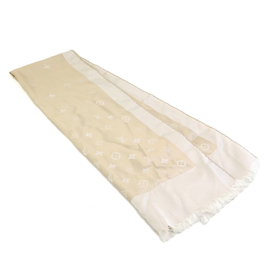 ルイ ヴィトン LOUIS VUITTON スカーフ シルク ベージュ レディース【中古】 h32035a