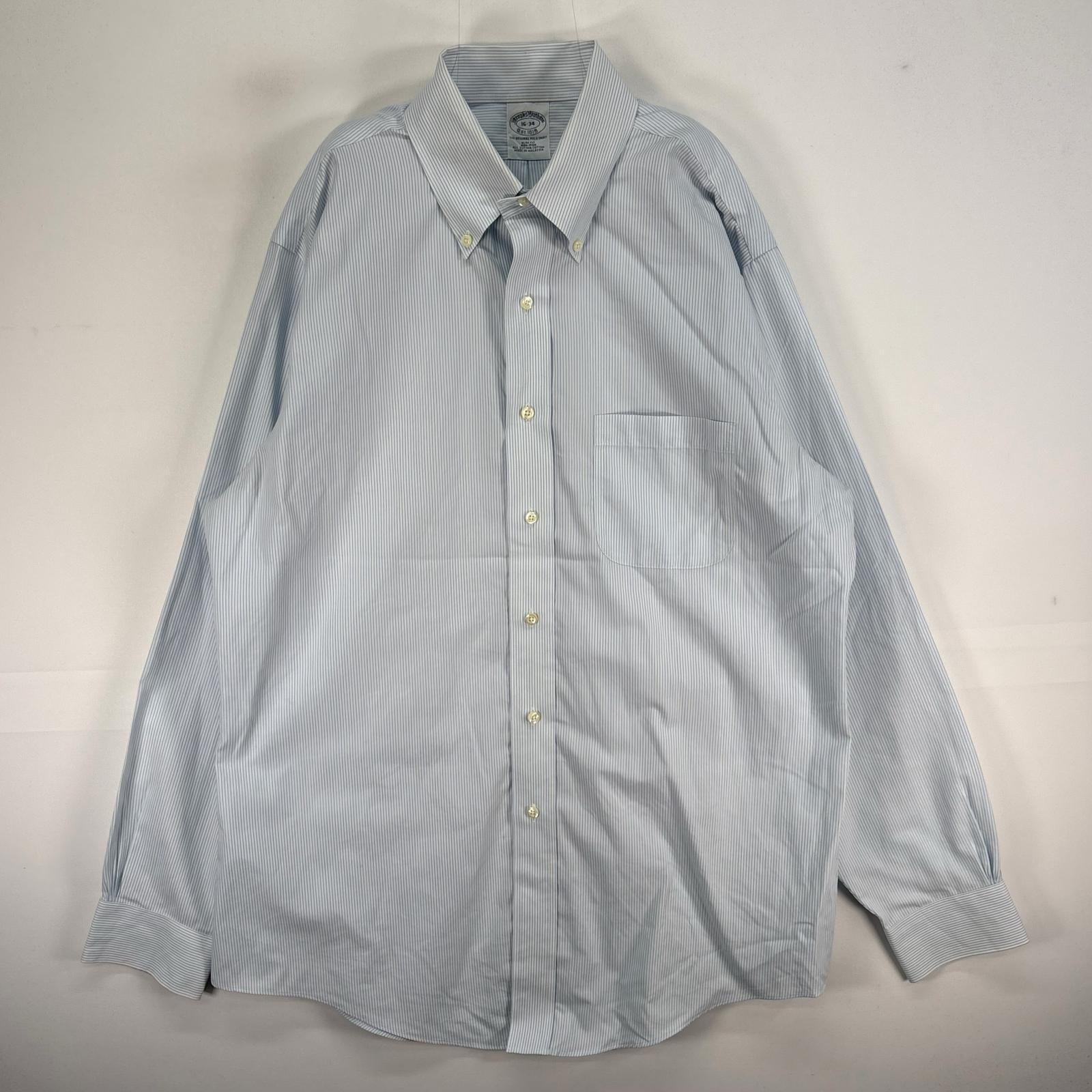 古着 ブルックスブラザーズ Brooks Brothers 長袖シャツ ボタンダウン 胸ポケ L ブルー系 ストライプ メンズ