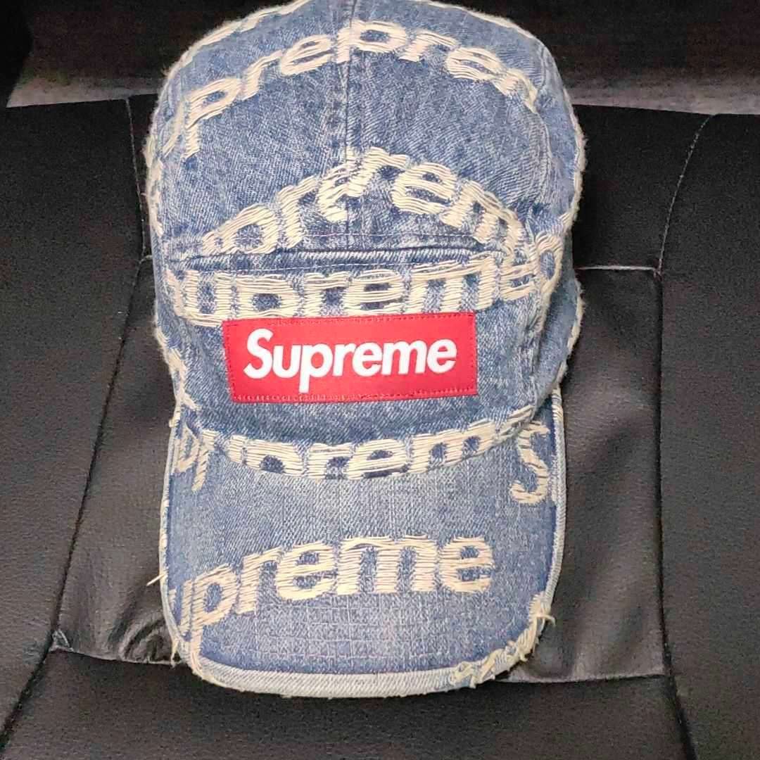 Supreme Frayed Logos Denim Camp Cap "Blue"