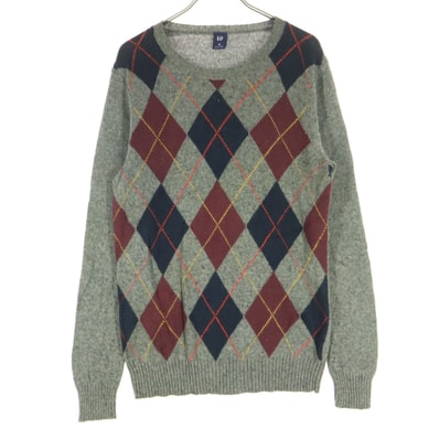 GAP ギャップ アーガイル柄 長袖 セーター XS グレー