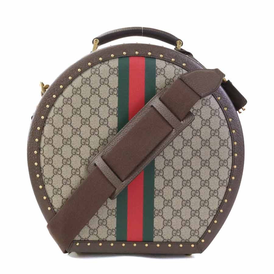 グッチ GUCCI ハンドバッグ ハットケース 帽子ケース GG スモール ハットケース GGスプリームキャンバス ブラウン ユニセックス 722182【中古】 90313a