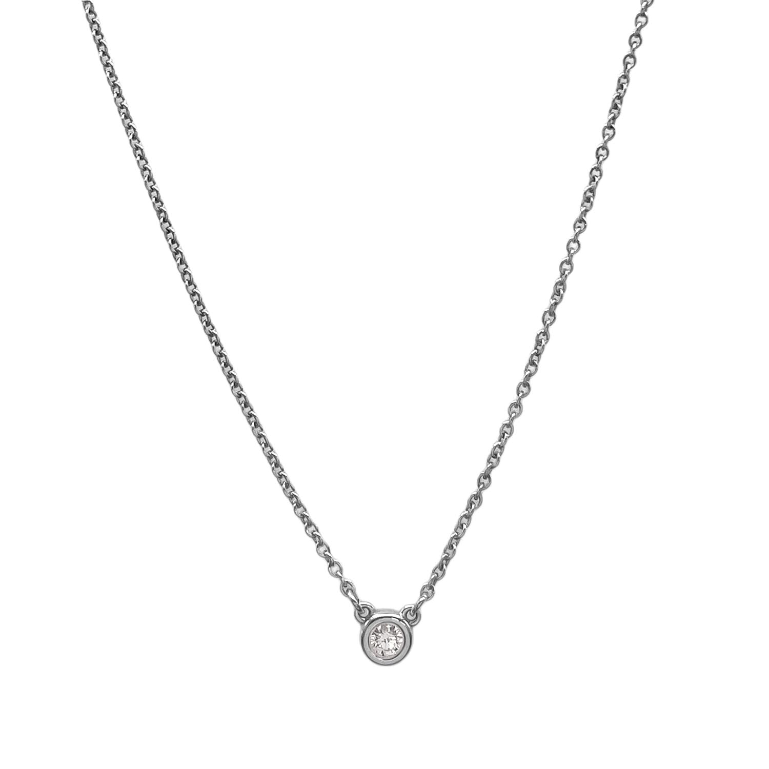 TIFFANY&Co. ティファニー バイザヤード 1P シングル ダイヤモンド ネックレス
 ペンダント SV925 シルバー 新品仕上済 ユニセックス
 【中古】