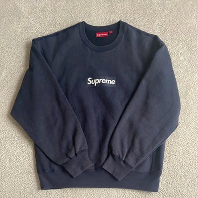 Supreme Washed Box Logo Crewneck "Navy"