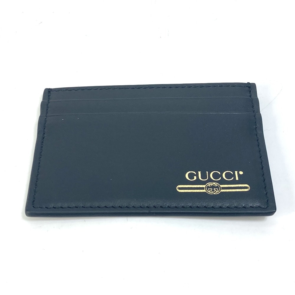 グッチ GUCCI 名刺入れ 547596 ロゴ パスケース カードケース レザー ブラック 美品