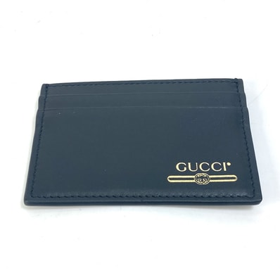 グッチ GUCCI 名刺入れ 547596 ロゴ パスケース カードケース レザー ブラック 美品