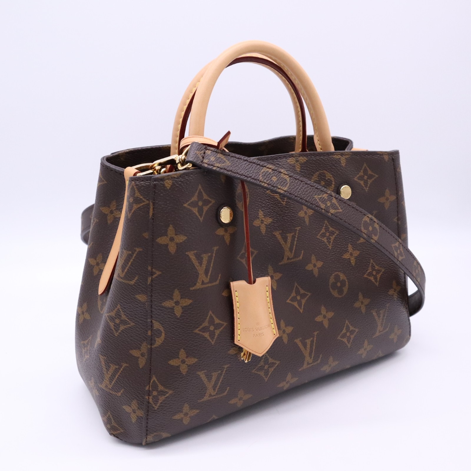 極美品 LOUIS VUITTON ルイ・ヴィトン モノグラム モンテーニュBB M41055 2wayハンドバッグ ブラウン ベージュ コーティングキャンバス レザー レディース
