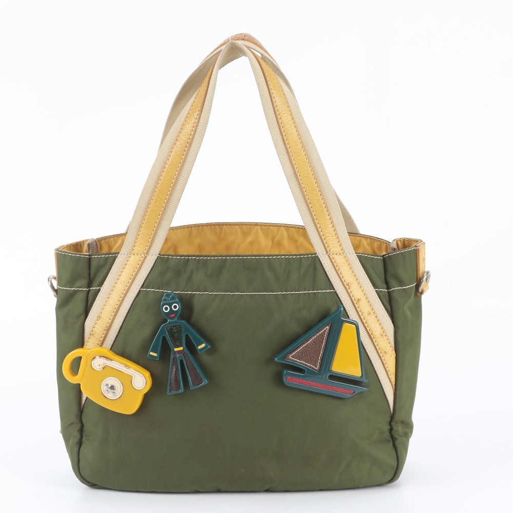 ■美品 プラダ テスート ナイロンオーストリッチ レザートート バッグ