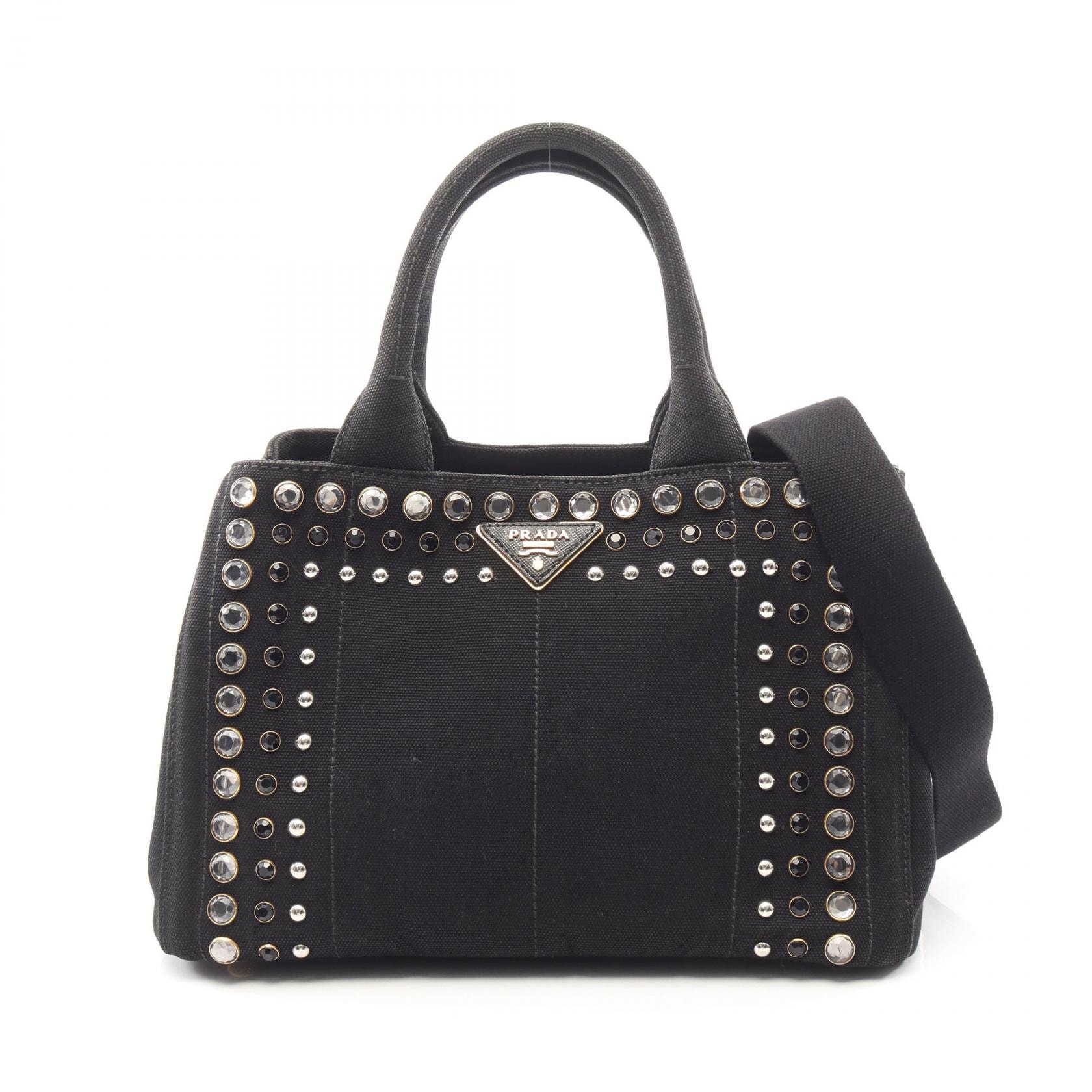 プラダ PRADA CANAPA カナパ 2WAY トートバッグ バッグ キャンバス レディース ブラック系 1BG439 【中古】
