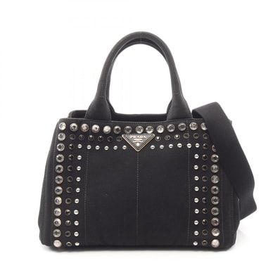 プラダ PRADA CANAPA カナパ 2WAY トートバッグ バッグ キャンバス レディース ブラック系 1BG439 【中古】
