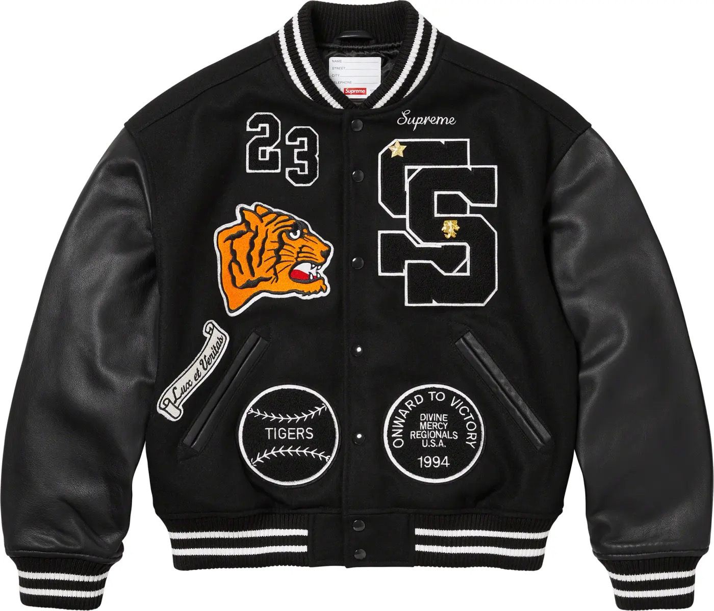Supreme Tiger Varsity Jacket Black 