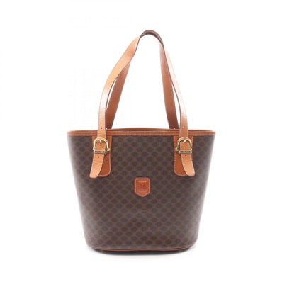 セリーヌ CELINE マカダム トートバッグ バッグ PVCコーティングキャンバス レザー レディース ブラウン系 【中古】