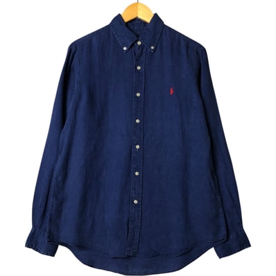 古着 ラルフローレン Ralph Lauren 長袖 リネン ボタンダウンシャツ メンズM相当/eaa576749