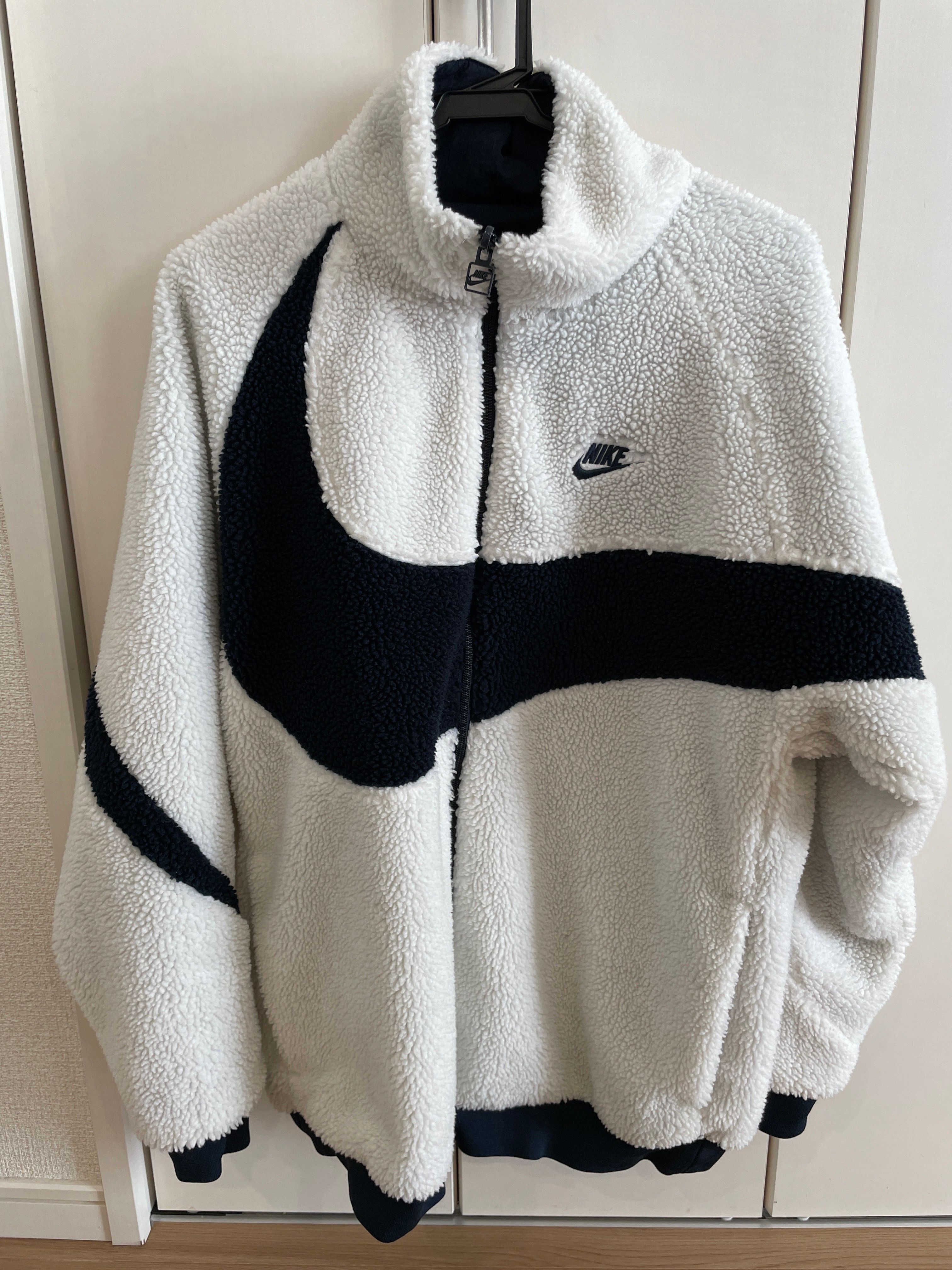 Nike Big Swoosh Reversible Boa Jacket "Sail/Dark Obsidian"