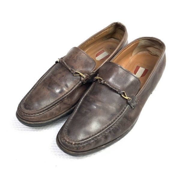 スイス製 ビンテージ品★BALLY バリー★サイズEU 9 E★27.5cm★スリッポンシューズ★茶色 ブラウン◆is7-49