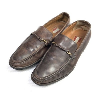 スイス製 ビンテージ品★BALLY バリー★サイズEU 9 E★27.5cm★スリッポンシューズ★茶色 ブラウン◆is7-49