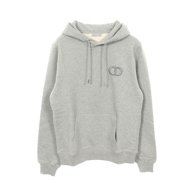 ディオール Dior CDロゴ刺繍 裏起毛 パーカー 衣料品 トップス コットン メンズ グレー系 【中古】