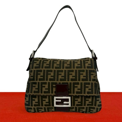 FENDI フェンディ マンマバケット ズッカ FF ロゴ 金具 キャンバス レザー ショルダーバッグ ブラウン
18191