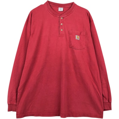 古着 カーハート Carhartt ヘンリーネック 無地ポケットロングTシャツ ロンT メンズL相当/eaa655105