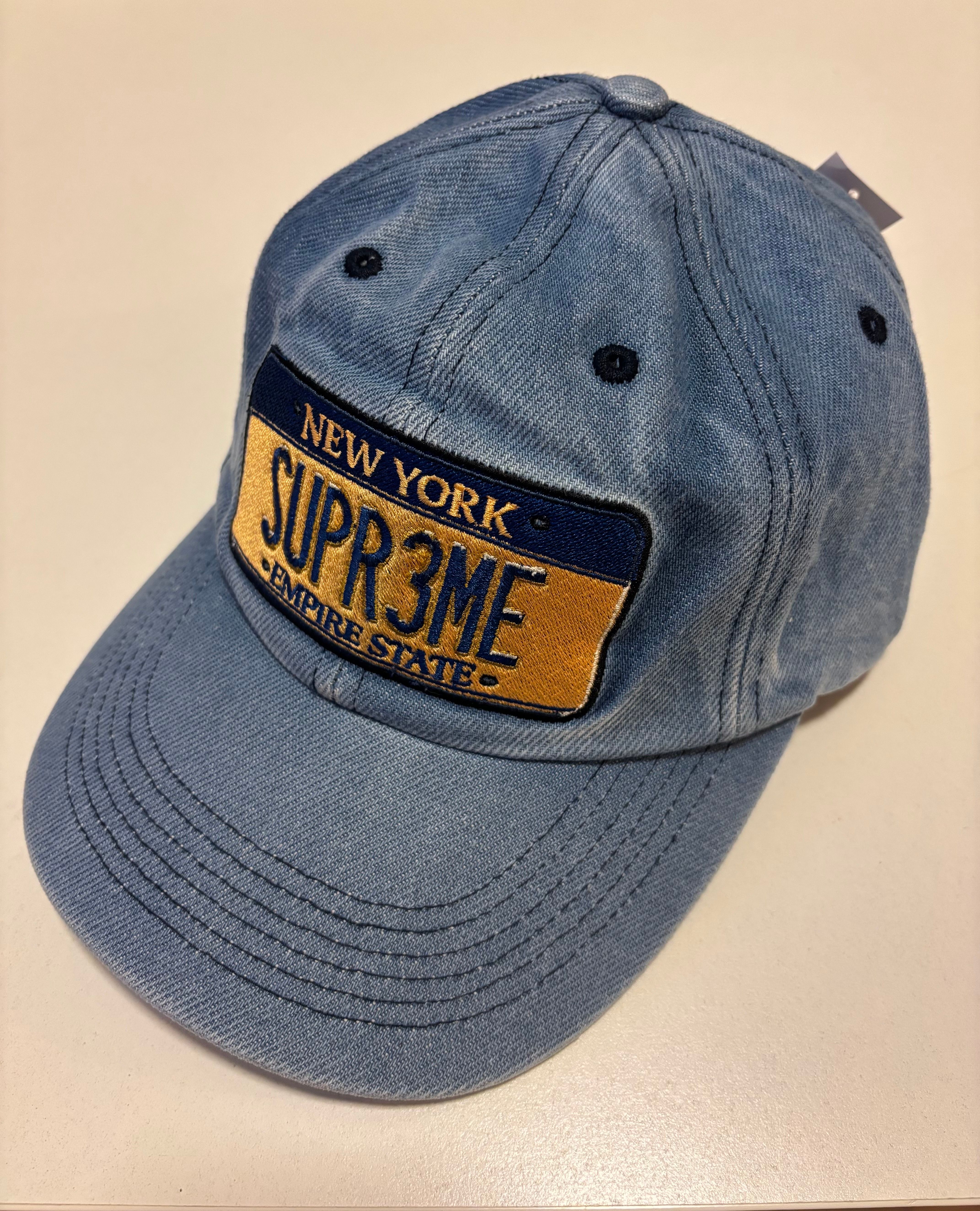Supreme License Plate 6-Panel "Washed Blue"