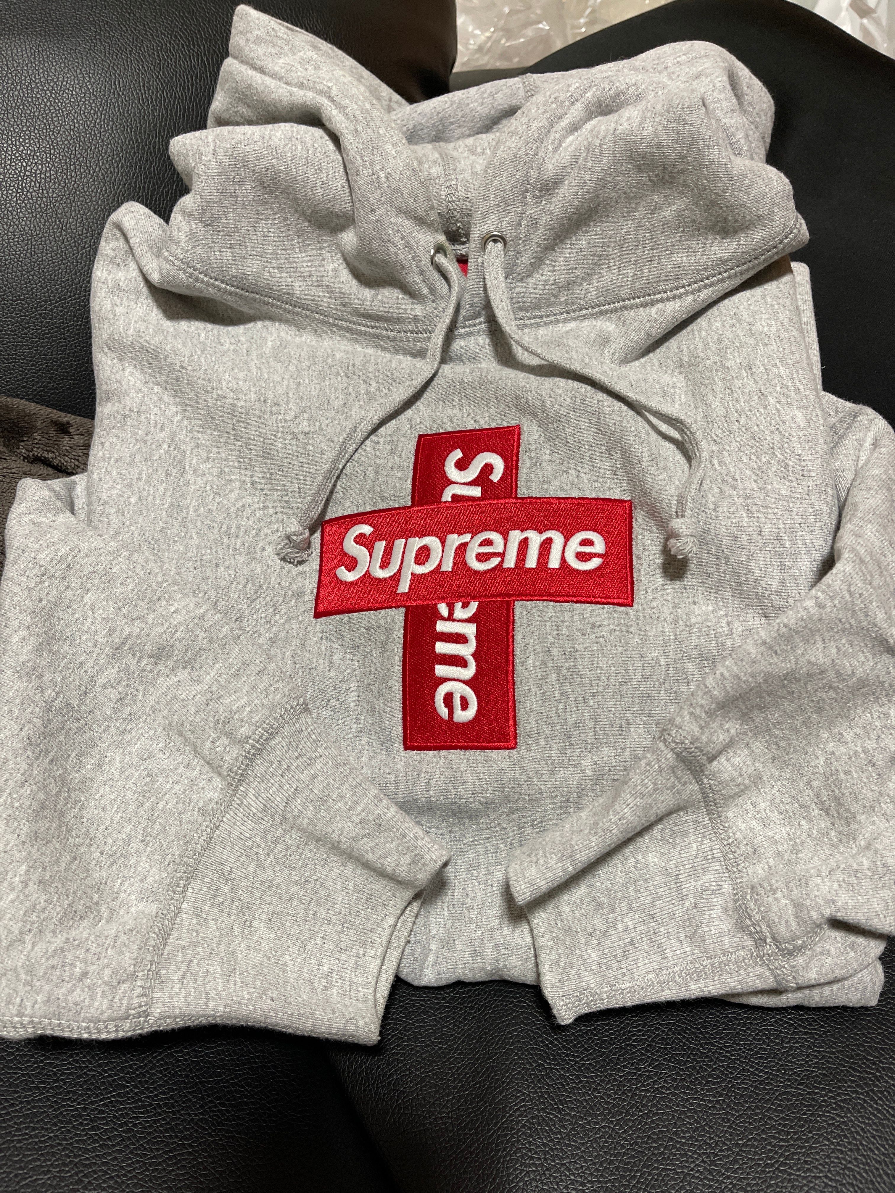 Supreme Cross Box Logo Hooded Sweatshirt "Grey"
