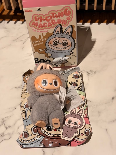 POP MART THE MONSTERS (LABUBU) Exciting Macaron Plush Series SESAME BEAN