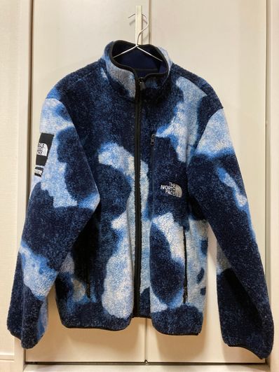 Supreme x The North Face Bleached Denim Print Fleece Jacket "Indigo"