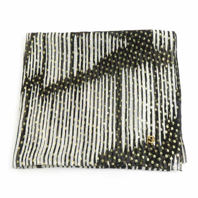 グッチ GUCCI ショール スカーフ シルク/ポリエステル ホワイト/ブラック/ゴールド レディース【中古】 e60797i