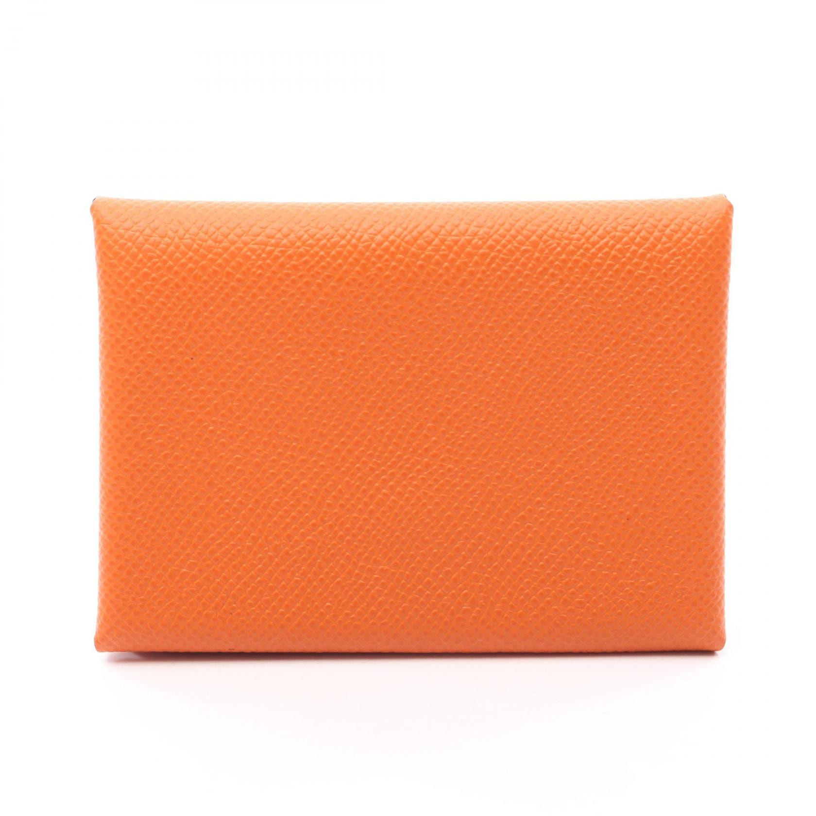 エルメス HERMES カルヴィデュオ コインケース 財布 レザー カーフ(牛革) ヴォーエプソン ヴォーエプソン オレンジ W刻印(2024年製造) レディース オレンジ系 【中古】