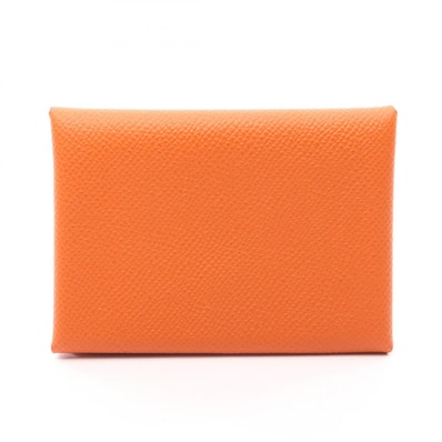 エルメス HERMES カルヴィデュオ コインケース 財布 レザー カーフ(牛革) ヴォーエプソン ヴォーエプソン オレンジ W刻印(2024年製造) レディース オレンジ系 【中古】