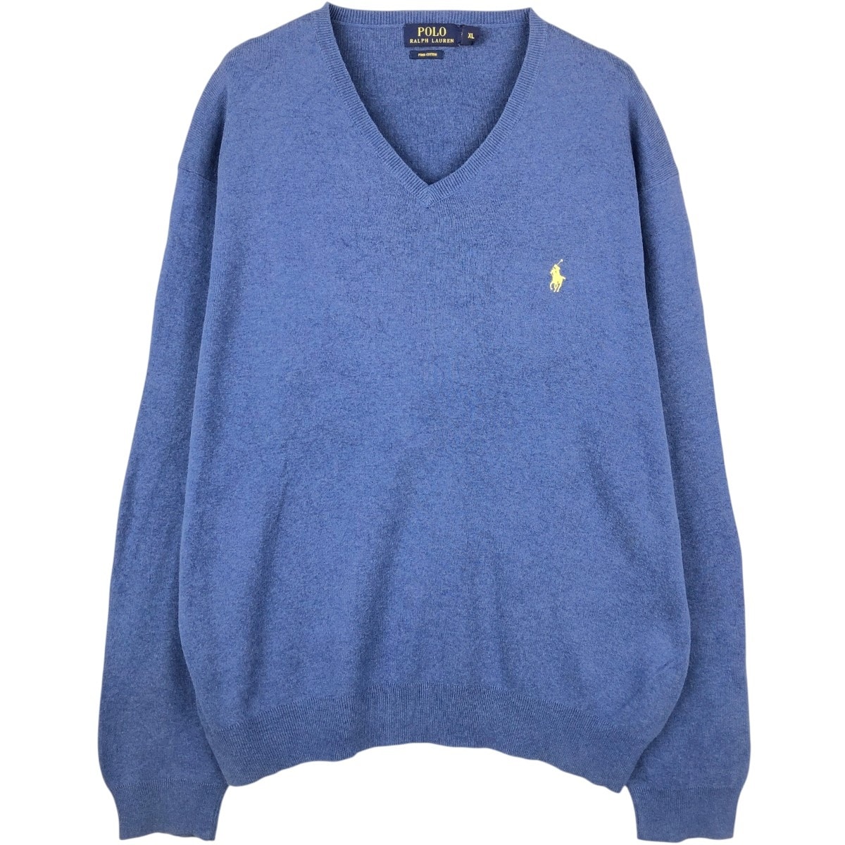 古着 ラルフローレン Ralph Lauren POLO RALPH LAUREN Vネック ピマコットンニットセーター メンズXL相当/eaa670129