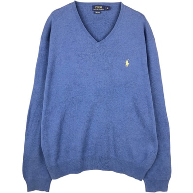 古着 ラルフローレン Ralph Lauren POLO RALPH LAUREN Vネック ピマコットンニットセーター メンズXL相当/eaa670129