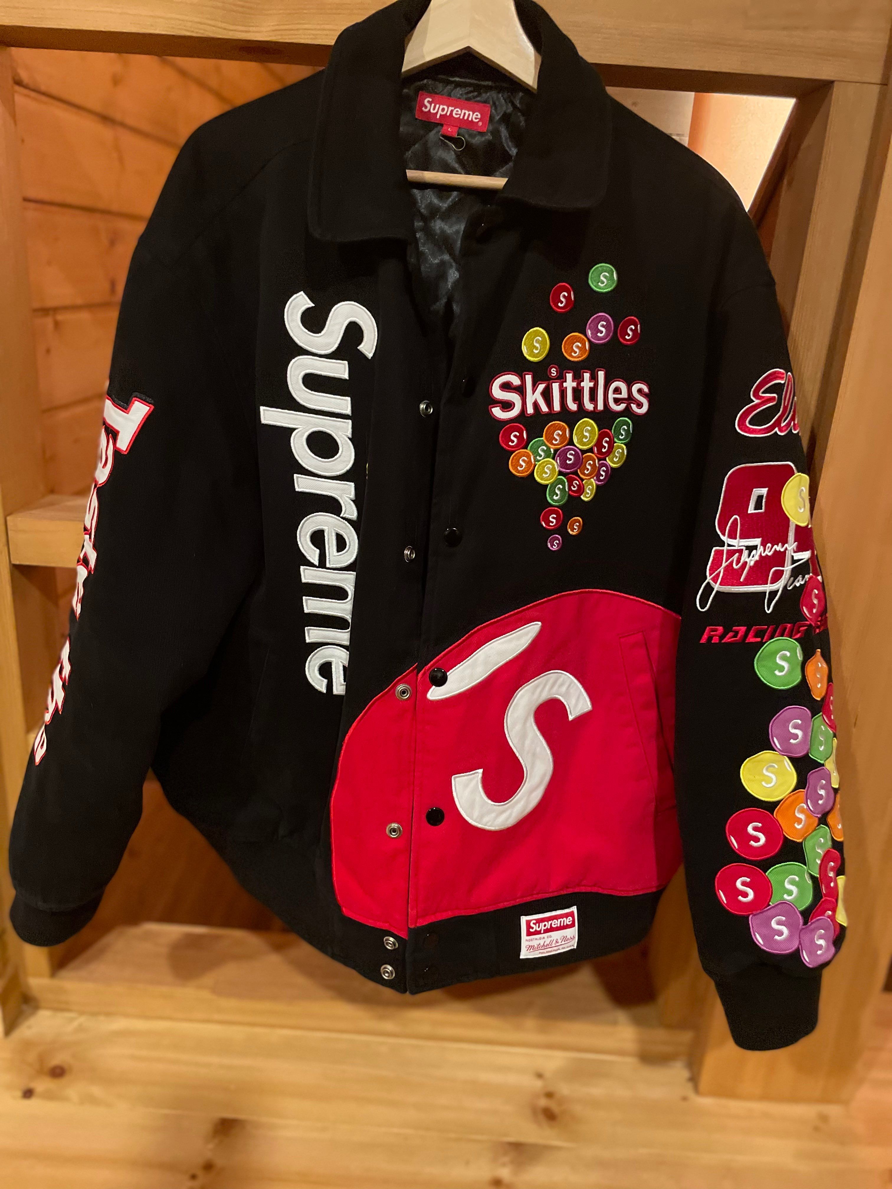 Supreme / Skittles / Mitchell & Ness Varsity Jacket "Black"
