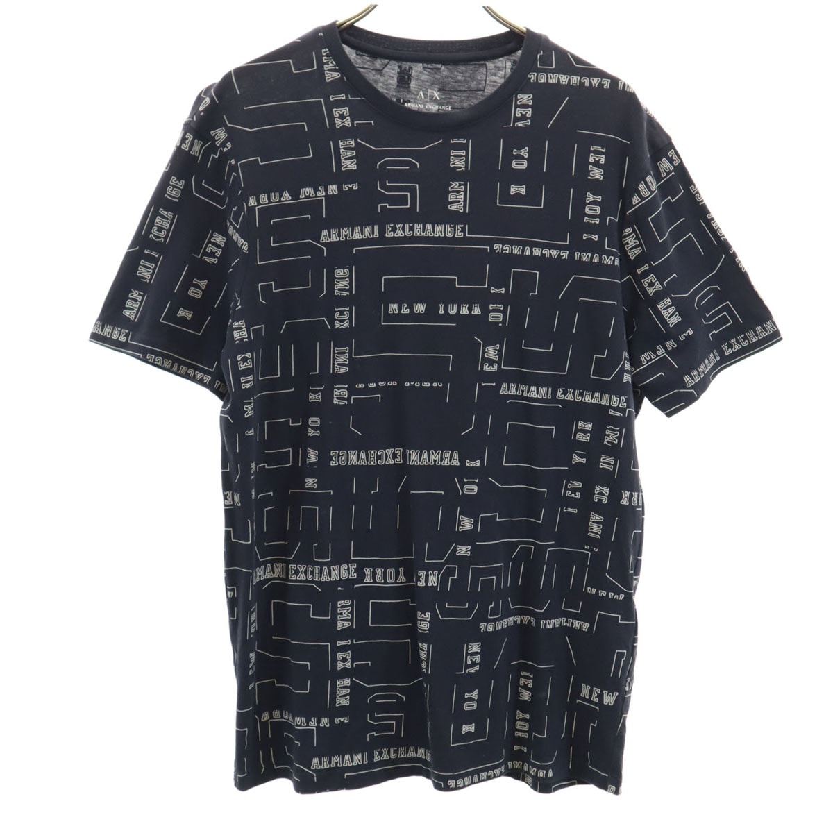 ARMANI EXCHANGE アルマーニエクスチェンジ 総ロゴ 半袖 Tシャツ S ブラック系