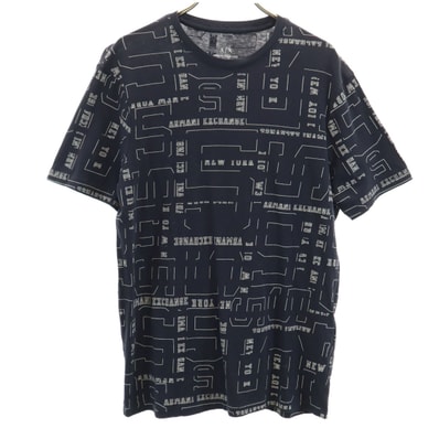 ARMANI EXCHANGE アルマーニエクスチェンジ 総ロゴ 半袖 Tシャツ S ブラック系