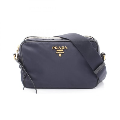 プラダ PRADA TESSUTO SOFT CALF ショルダーバッグ バッグ ナイロン レザー レディース ネイビー系 / ブラック系 1BH089 【中古】