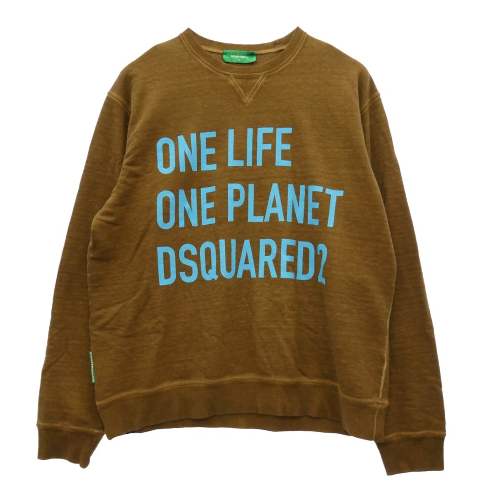 DSQUARED2 ディースクエアード 22SS S78GU0049 one life one planet 前V スウェット ブラウン系 XL【中古】