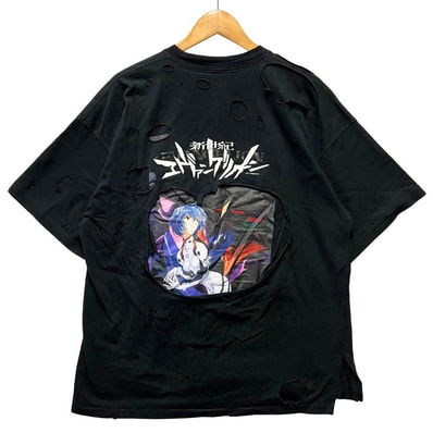 SEVESKIG セヴシグ OVER SHIRT S/SL TEE SHIRT EVANGELION エヴァンゲリオン 綾波レイ ダメージ加工 Tシャツ 52675