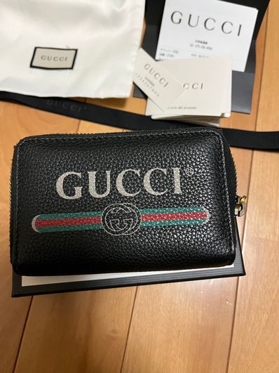 GUCCI Vintage Logo Print Coin Case "Black"