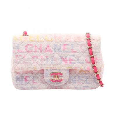 シャネル CHANEL ミニマトラッセ20 ショルダーバッグ バッグ ファブリック レザー レディース ホワイト系 / ピンク系 / マルチカラー A69900 【中古】