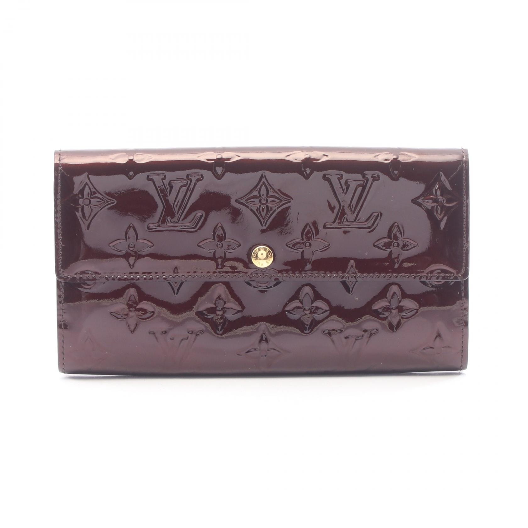 ルイ・ヴィトン LOUIS VUITTON ポルトフォイユ サラ モノグラムヴェルニ アマラント 二つ折り長財布 財布 レザー レディース パープル系 M93524 【中古】