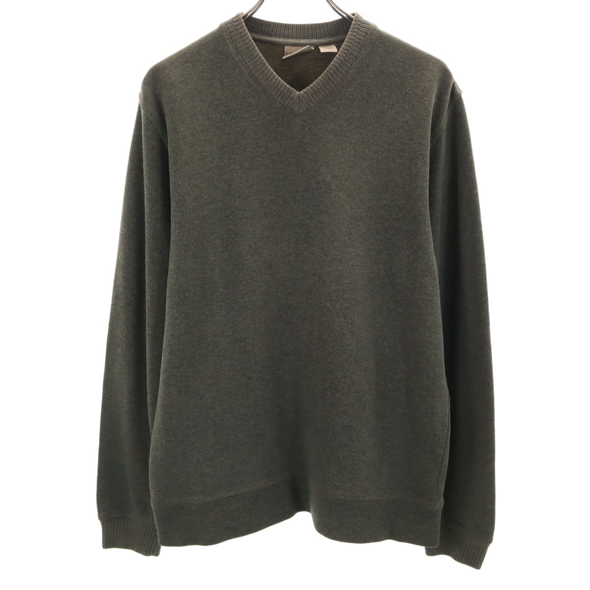 L.L.Bean エルエルビーン 長袖 Vネック ニット SM カーキ アウトドア