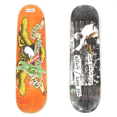 【中古】シュプリーム Supreme 2016年春夏 Antihero Pope Skateboard スケートボード デッキ スケボー オレンジxブラック【サイズ8.25×32】【メンズ】